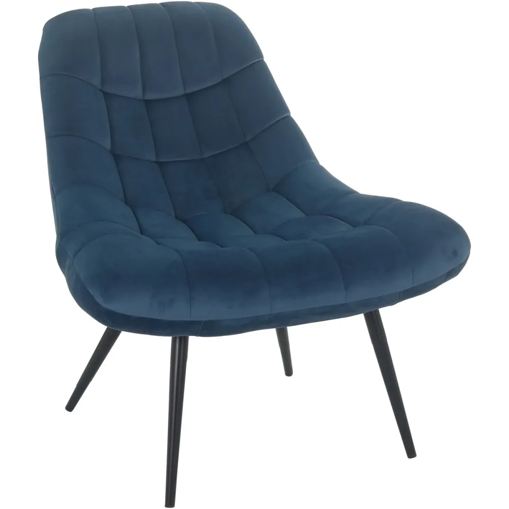 Sessel Bruce Blau/Schwarz Samt/Metall 76 cm 85.6 cm - Farbe: blau, schwarz - Material: Samt, Metall - Sessel