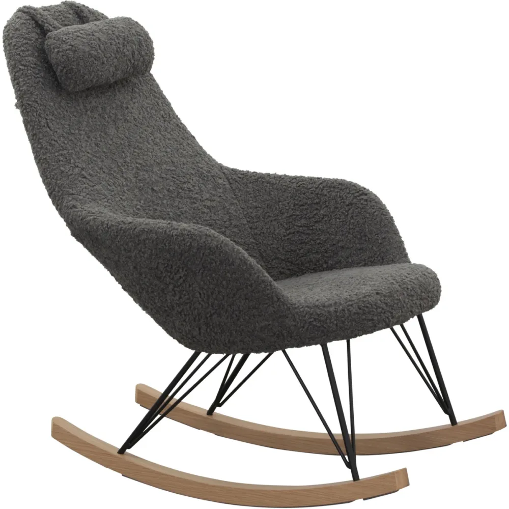 Schaukelstuhl Teddy II Grau Stoff 67 cm - Schaukelstuhl