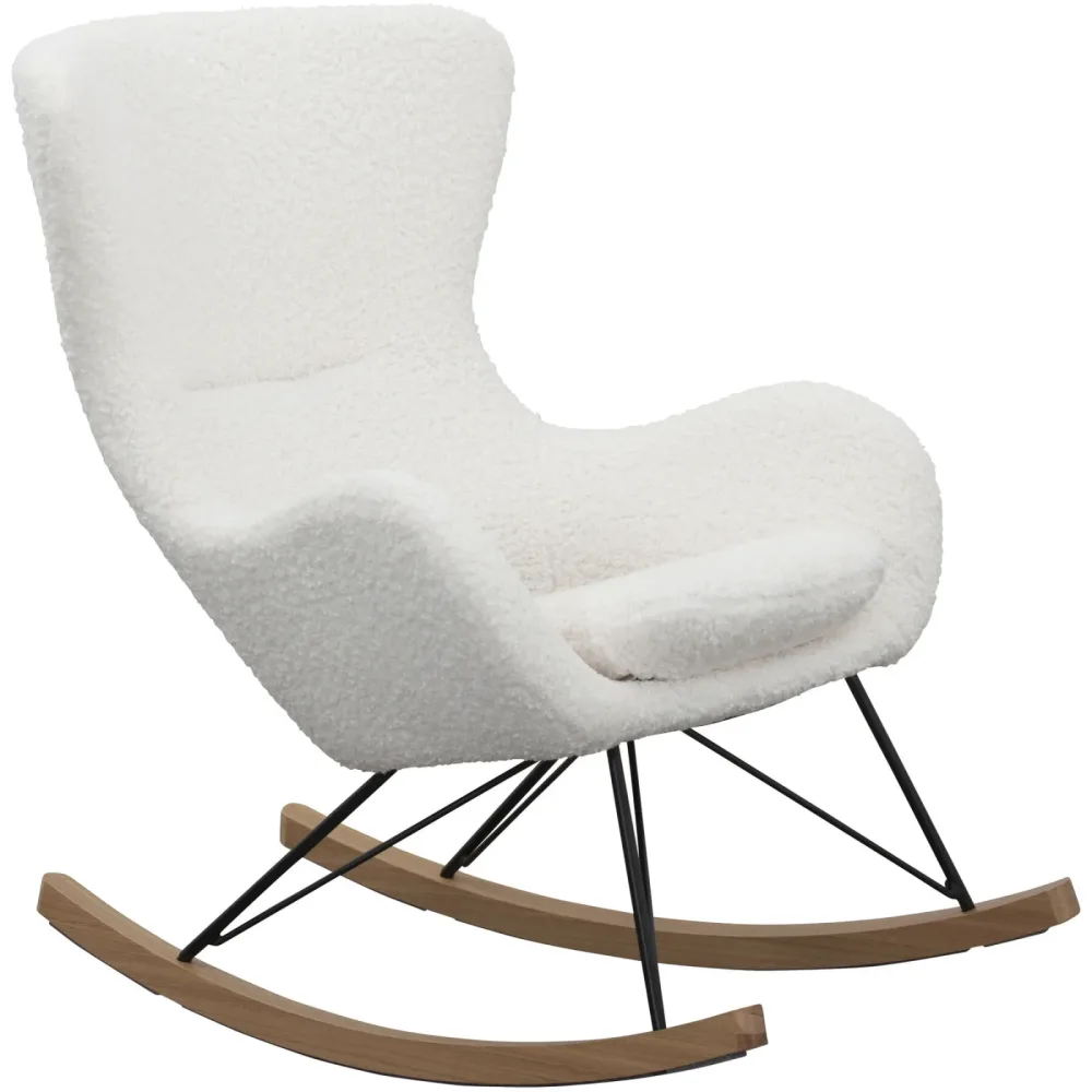 Schaukelstuhl Teddy II Weiss Stoff 75 cm - Schaukelstuhl