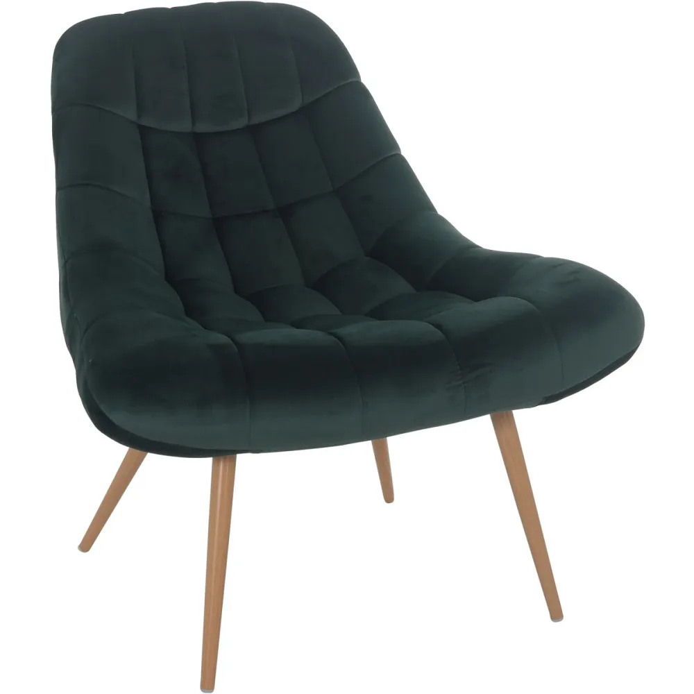 Sessel Bruce Grün/Beige Samt/Metall 76 cm 85.6 cm - Farbe: Dunkelgrün, Beige - Material: Samt, Metall - Sessel