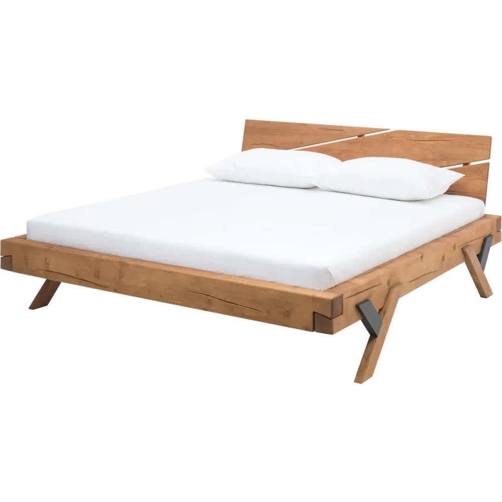 Bett Liara Braun Holz 140 x 200 cm - Farbe: natur - Material: Fichtenholz - Bett