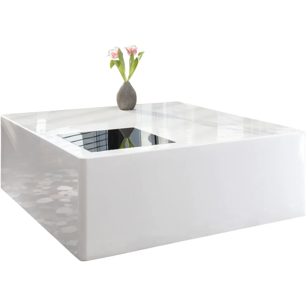 Salontisch Danny Weiss Holz/MDF/Glas 100 cm - Material: Holz, MDF, Glas - Salontisch