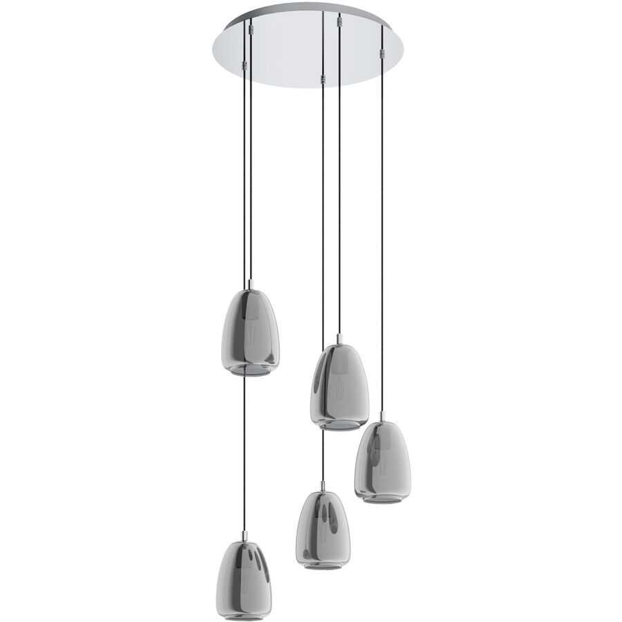 Eglo Pendellampe Alobrase Grau Stahl/Glas 150 cm - Farbe: chrom - Material: Stahl/ Glas - Pendellampe