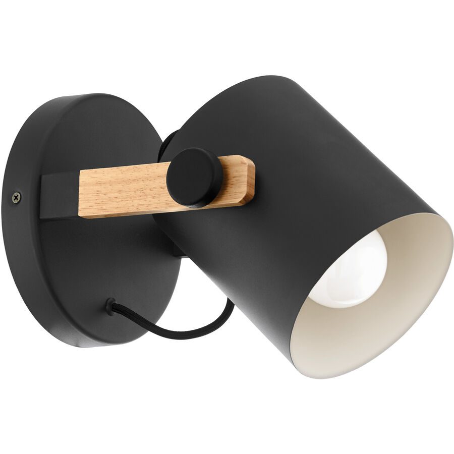 Eglo Wandlampe Hornwood Schwarz Stahl/Holz 26 cm 24 cm - Material: Holz/Stahl - Wandlampe