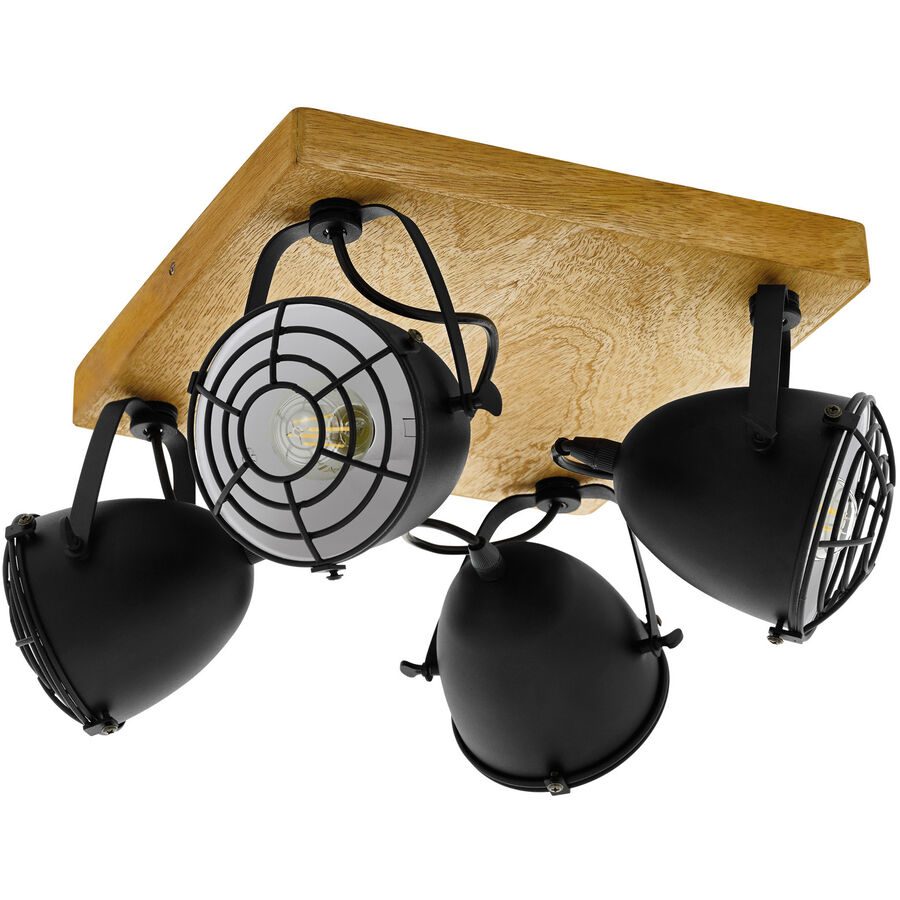 Eglo Spot Gatebeck Schwarz Stahl/Holz 30 cm 20.5 cm - Material: Holz/Stahl - Spot