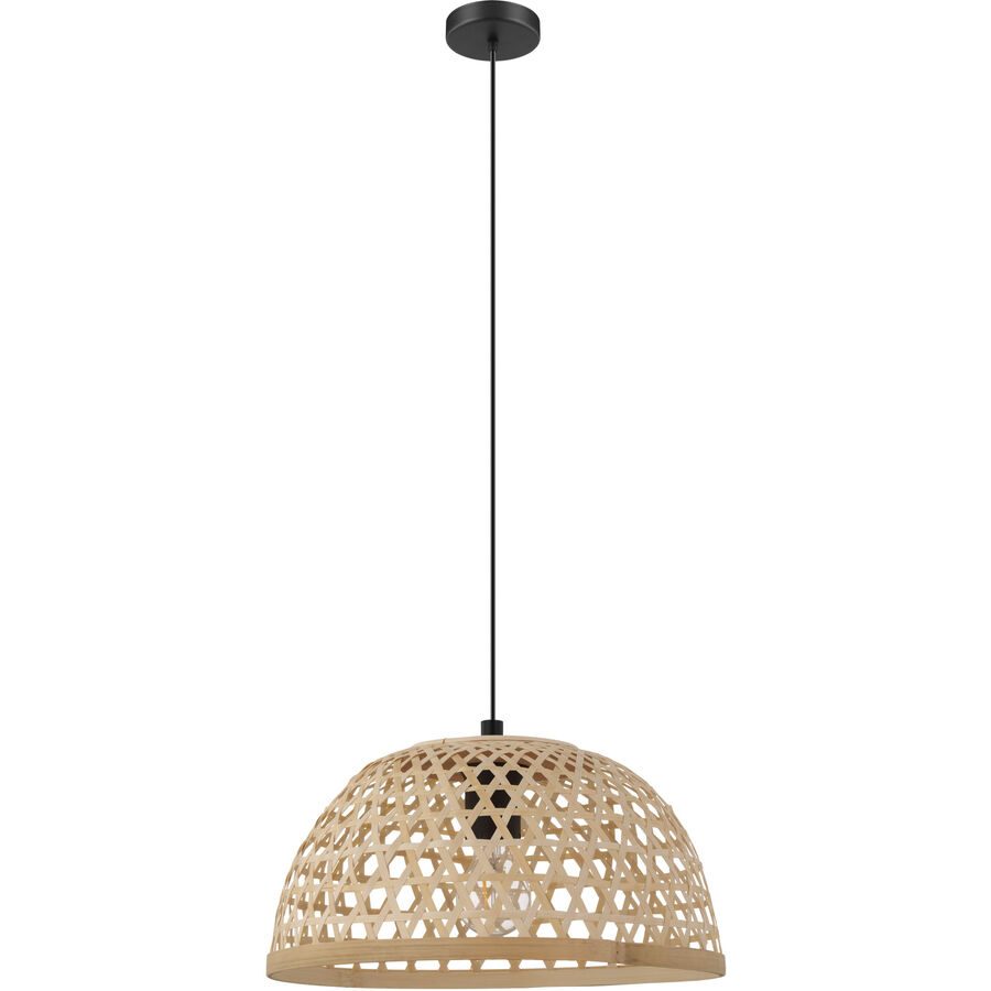 Eglo Pendellampe Claverdon Schwarz Stahl/Holz 110 cm - Farbe: natur/schwarz - Material: Holz/Stahl - Pendellampe