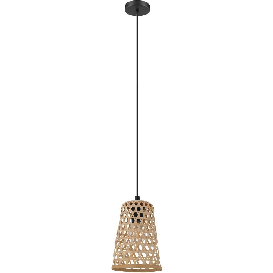 Eglo Pendellampe Claverdon Schwarz Stahl/Holz 110 cm - Farbe: natur/schwarz - Material: Holz/Stahl - Pendellampe