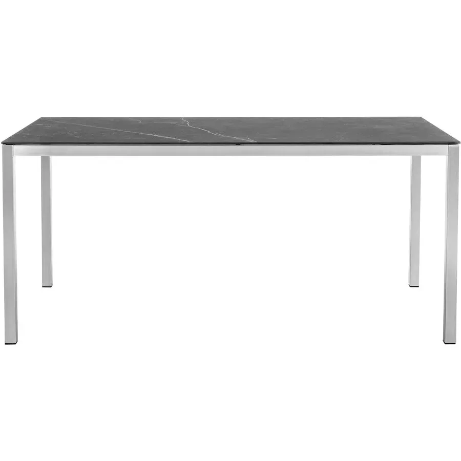 Esstisch Valerie Schwarz Edelstahl/Keramik 120 cm - Farbe: chrom/schwarz - Material: Mineralkeramik/Edelstahl - Esstisch