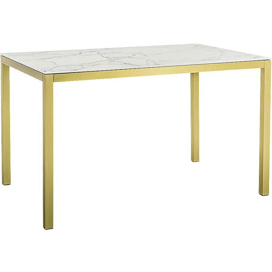 Esstisch Valerie Weiss/Gold Aluminium/Keramik 120 cm - Material: Mineralkeramik/Aluminium - Esstisch