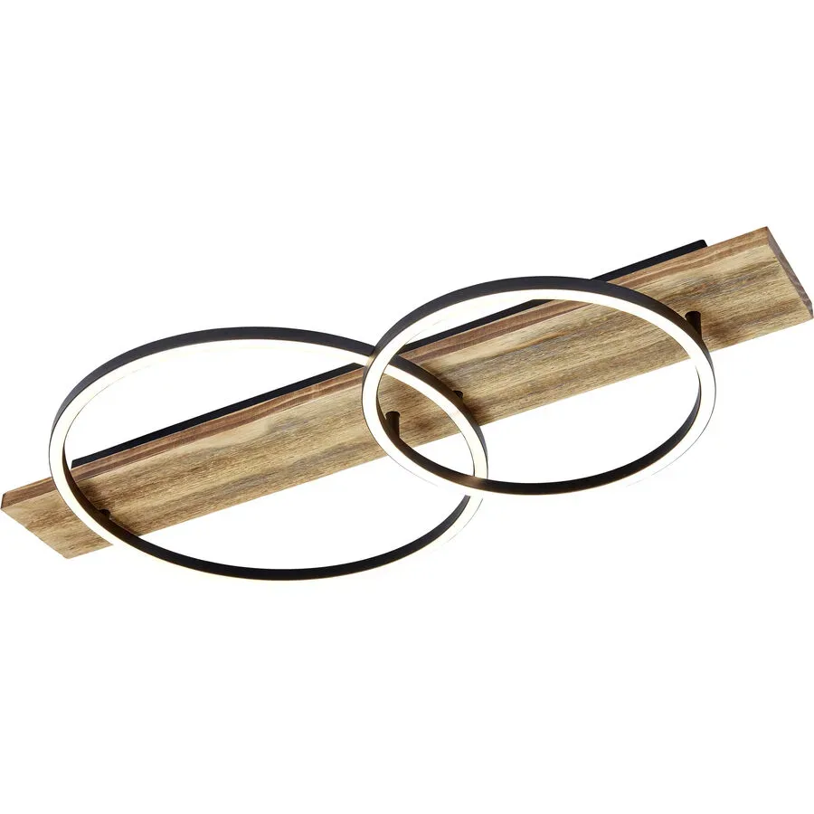 Deckenlampe Hatti Braun Holz 40 cm 78 cm - Farbe: Holzfarben - LED - Lichtfarbe: Warmweiss - Deckenlampe- LED Energiesparlampe