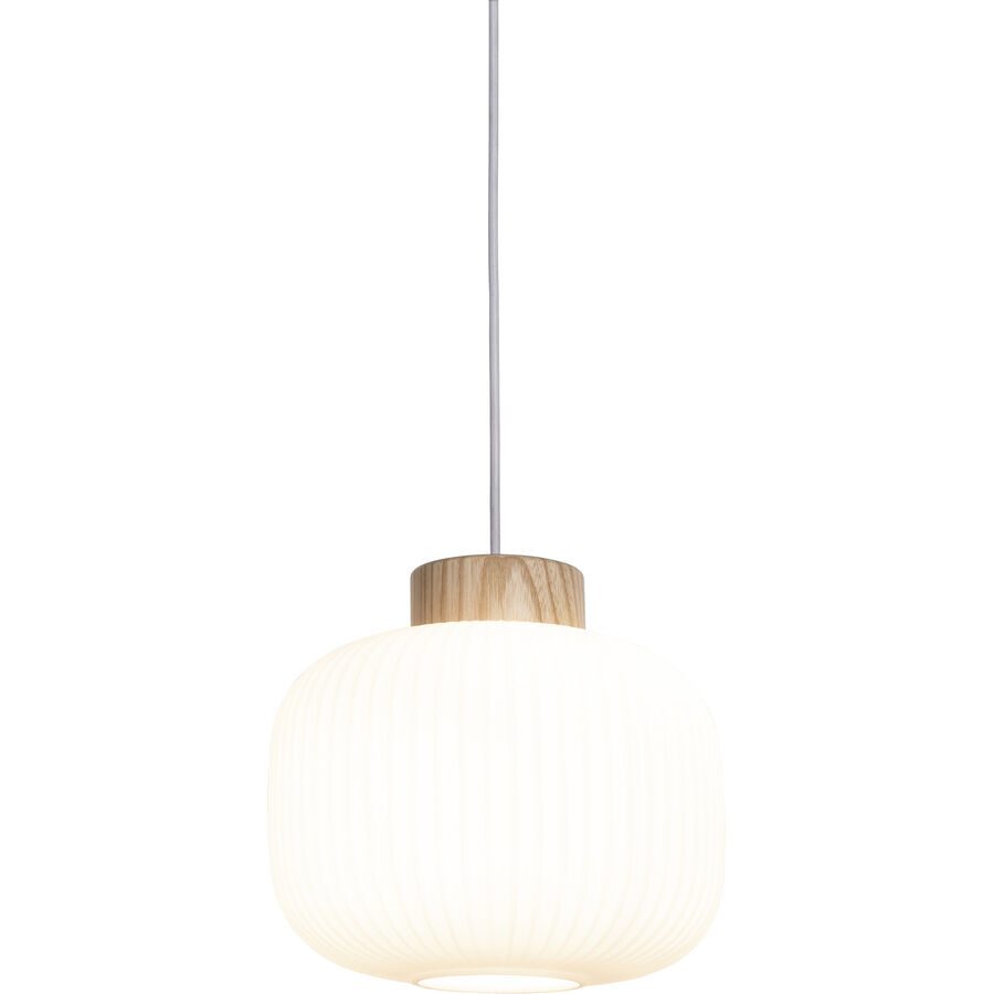 Pendellampe Thie Weiss/Braun Glas/Metall/Holz 30 cm 120 cm - Material: Metall/Glas/Eschenholz - Pendellampe
