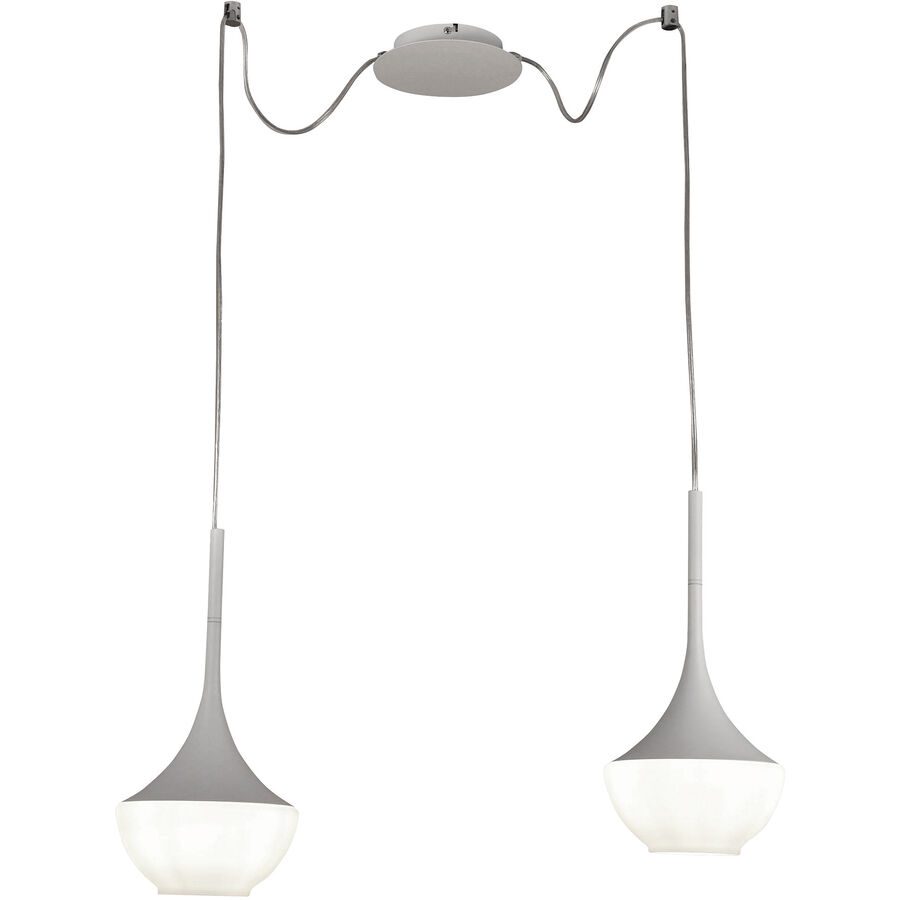Pendellampe Lindita Weiss Glas/Metall 70 cm 35 cm - Material: Metall/Glas - Pendellampe