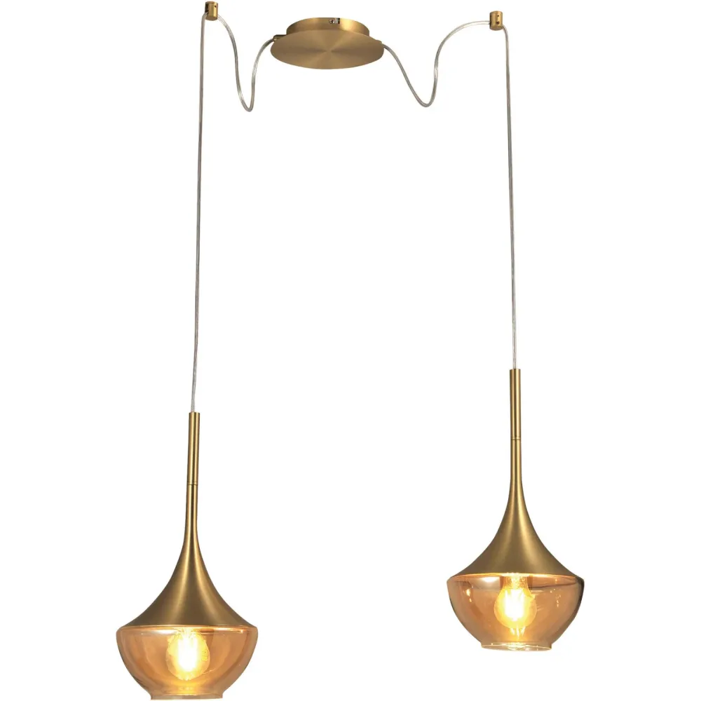 Pendellampe Lindita Glas/Metall 70 cm 35 cm - Farbe: messing - Material: Metall/Glas - Pendellampe