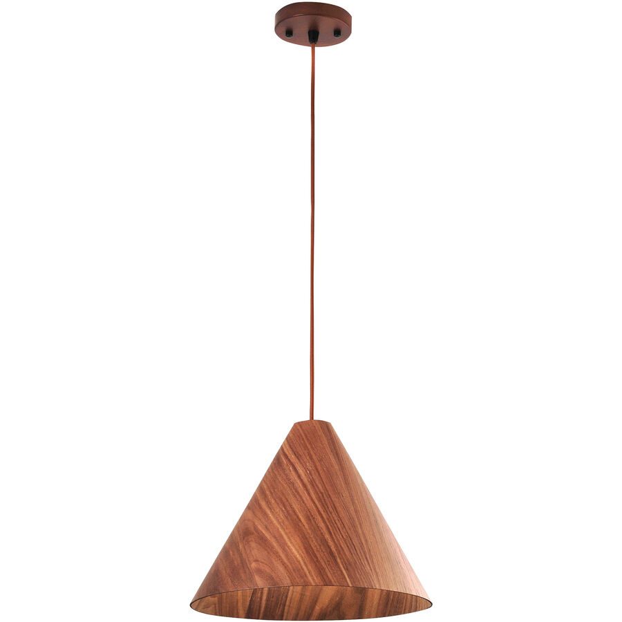 Pendellampe Pireva Braun Holz/Metall 25 cm Höhenverstellbar (manuell) - Farbe: Nussbaum - Pendellampe