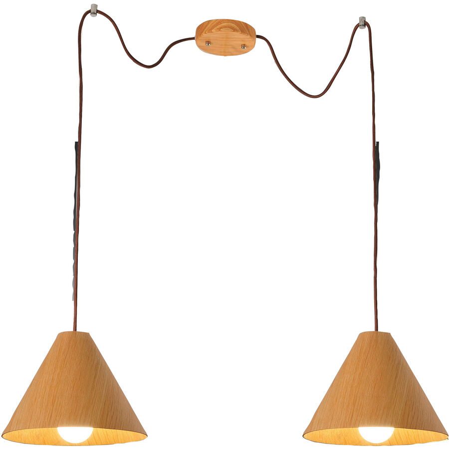 Pendellampe Pireva Braun Holz/Metall 35 cm 35 cm - Farbe: Nussbaum - Pendellampe