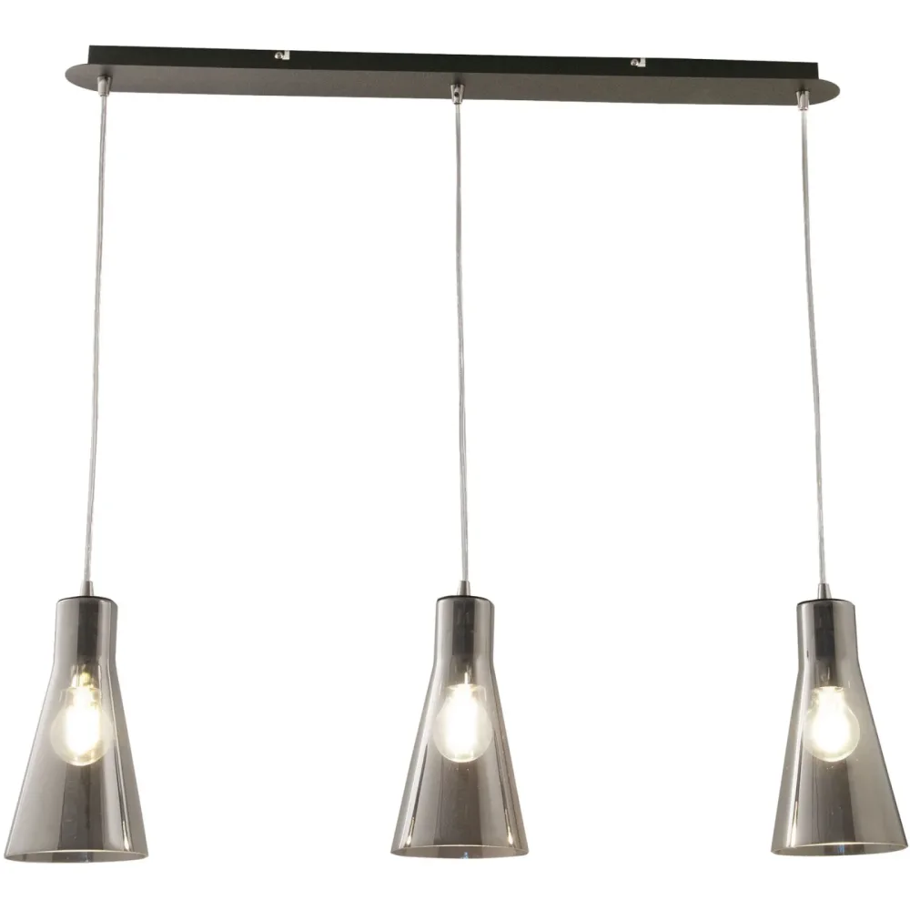 Pendellampe Abi Grau Glas/Metall 83 cm 25 cm Höhenverstellbar (manuell) - Material: Metall/Glas - Pendellampe