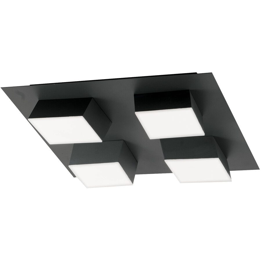 Deckenlampe Moru Grau 35 cm 7 cm - Farbe: anthrazit - LED - Lichtfarbe: Warmweiss - Material: Metall/Methacrylat - Deckenlampe- LED Energiesparlampe