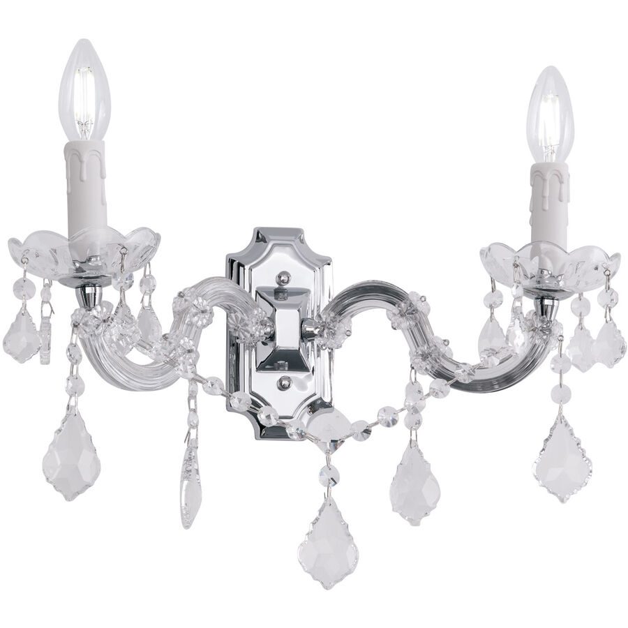 Briamond Wandlampe Theresa Silber/Weiss/Transparent Stahl/Kristall 41 cm 25 cm - Material: Stahl/ K9 Kristall - Wandlampe