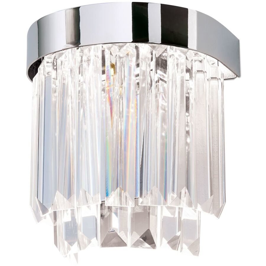 Briamond Wandlampe Prism Silber/Transparent Stahl/Kristall 17 cm 17 cm - LED - Lichtfarbe: Warmweiss - Material: Stahl/Orion Kristall - Wandlampe- LED