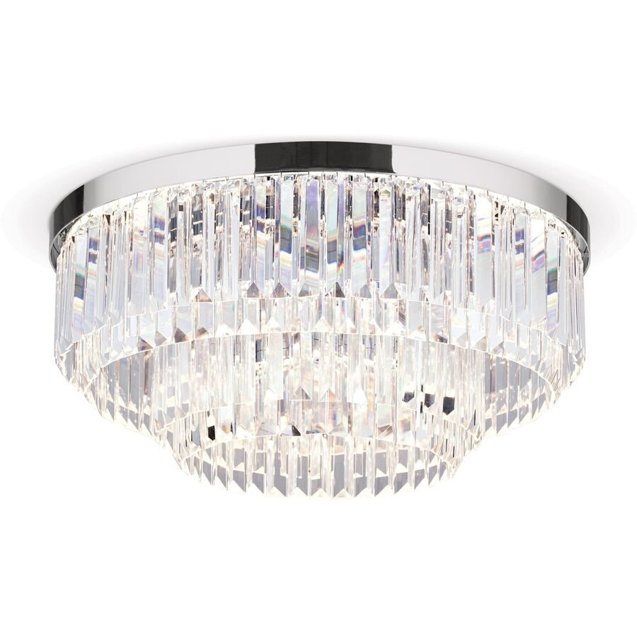 Briamond Deckenlampe Prism Grau Stahl/Kristall 55 cm 25 cm - Farbe: chrom - LED - Lichtfarbe: Warmweiss - Material: Stahl/Orion Kristall -