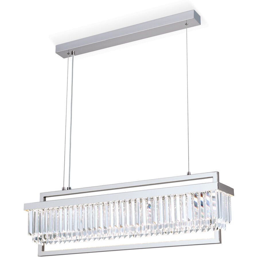 Briamond Pendellampe Prism Grau Stahl/Kristall 90 cm 28 cm Höhenverstellbar (manuell) - Farbe: chrom - LED - Lichtfarbe: Warmweiss - Material: