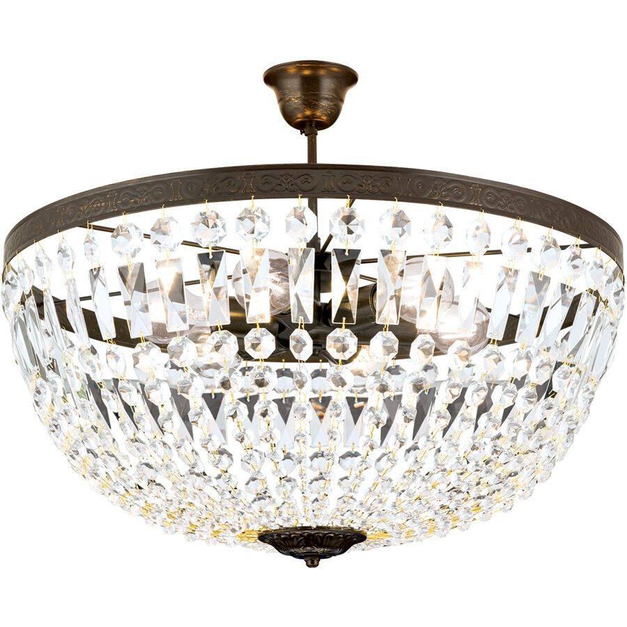 Briamond Deckenlampe Arila Braun Stahl/Kristall 60 cm 27 cm - Farbe: antikbraun - Deckenlampe