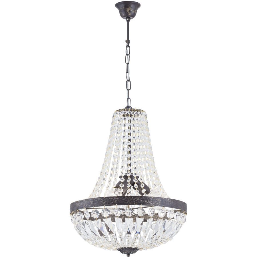Briamond Pendellampe Arila Braun/Transparent Stahl/Kristall 40 cm 60 cm - Farbe: Antikbraun/Transparent - Pendellampe