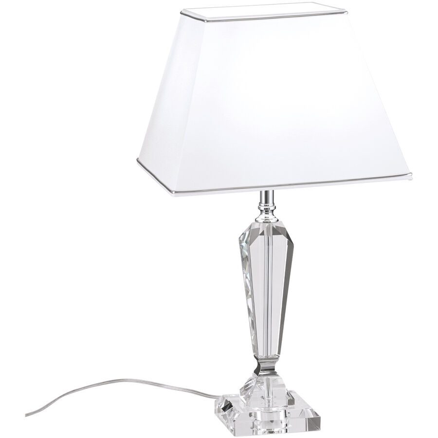 Briamond Tischlampe Veronique Weiss Kristall/Stoff/Metall 57 cm - Farbe: weiss, transparent - Material: K9 Kristall/Stoff/Metall - Tischlampe