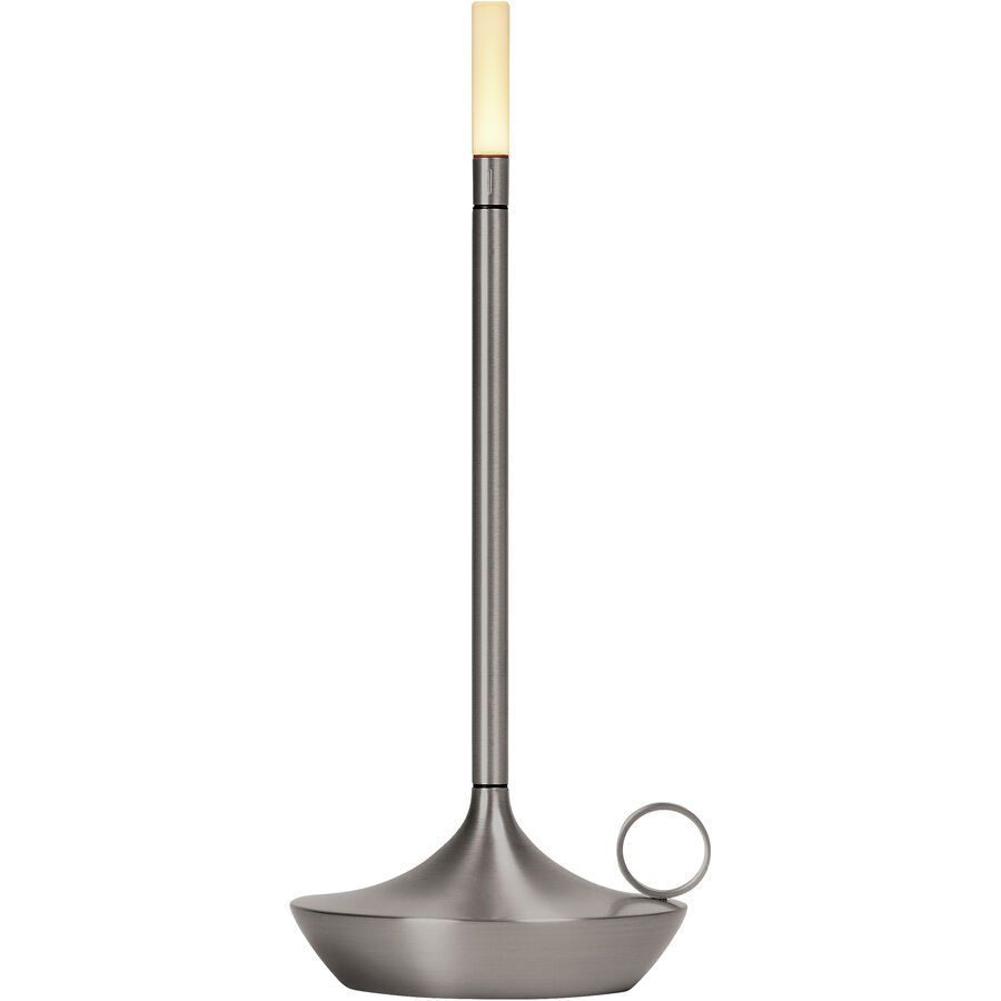 Graypants Tischlampe Wick Silber Aluminium 12 cm 26 cm - Farbe: dunkelgrau - LED - Lichtfarbe: Warmweiss - Tischlampe- LED Energiesparlampe
