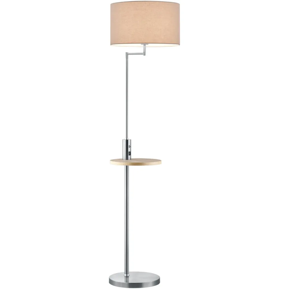 Stehlampe Rika Grau Metall 40 cm 160 cm - Farbe: Nickel matt - Stehlampe