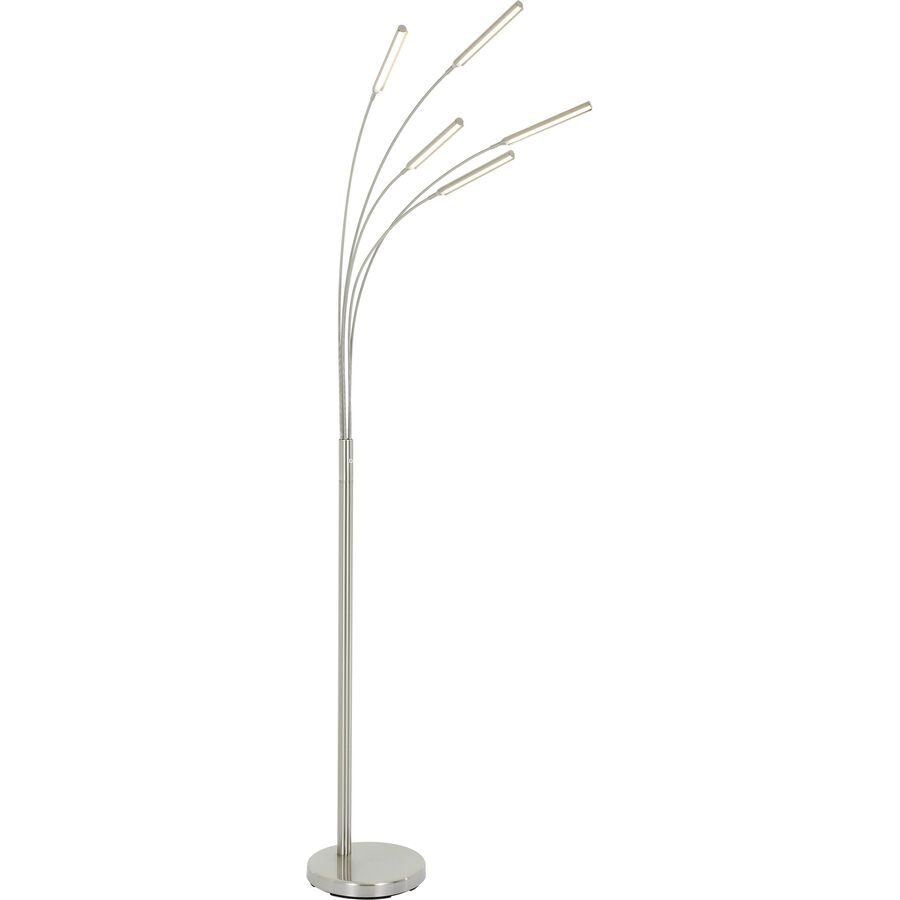 Stehlampe Fico Silber Metall 30 cm 196 cm - Farbe: Nickel matt - LED - Lichtfarbe: Warmweiss - Stehlampe- LED Energiesparlampe