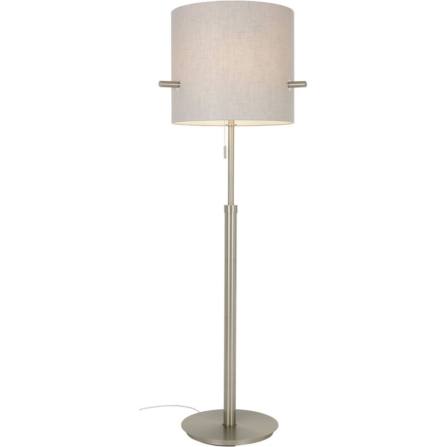 Stehlampe Roana Grau Metall/Stoff 50 cm 180 cm Höhenverstellbar (manuell) - Farbe: Nickel - Material: Metall/ Stoff - Stehlampe