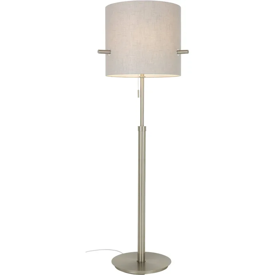 Stehlampe Roana Grau Metall/Stoff 50 cm 180 cm Höhenverstellbar (manuell) - Farbe: Nickel - Material: Metall/ Stoff - Stehlampe