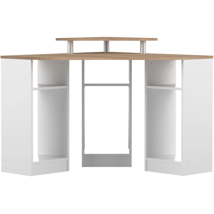 Schreibtisch Erza Weiss/Braun Holzwerkstoff 94 cm - Farbe: weiss/eiche - Schreibtisch