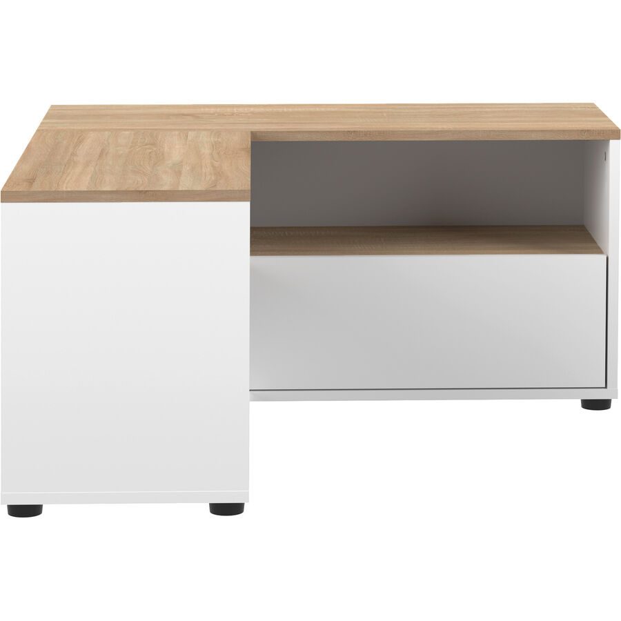 Lowboard Belo Weiss/Braun Holzwerkstoff/Holz 90 cm 45 cm 90 cm - Farbe: weiss/eiche - Material: Spanplatte/Holzwerkstoff - Lowboard