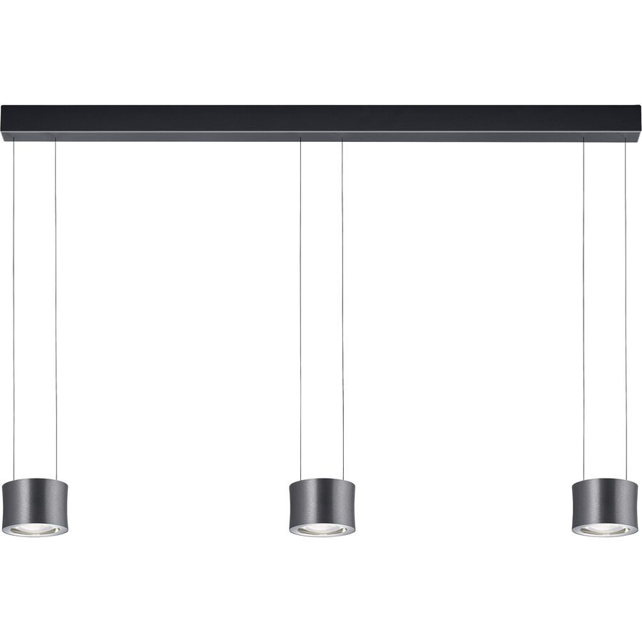 Designer-Pendellampe Bankamp Impulse anthrazit 3-flammig vertical flex - Farbe: anthrazit eloxiert - LED - Lichtfarbe: Extra warmweiss - Material: