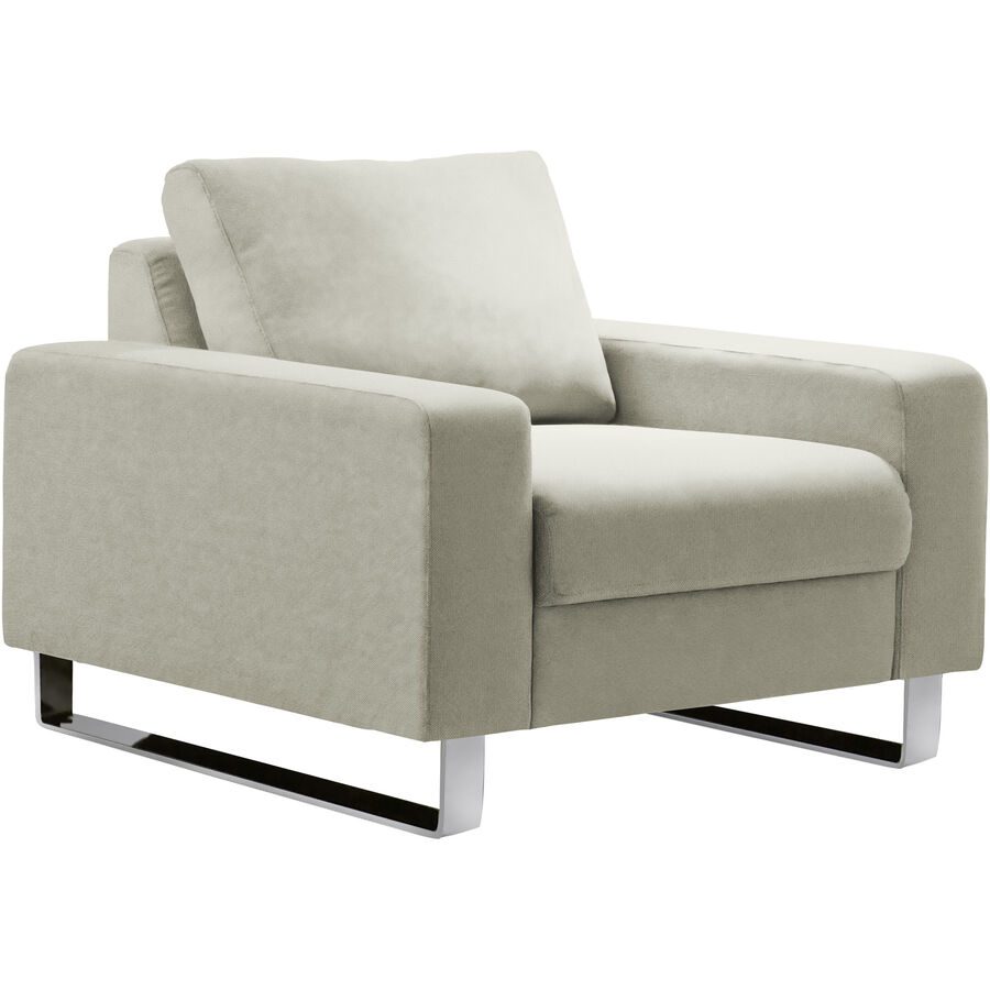 Sessel Step Grau/Silber Samt/Metall 97 cm 98 cm - Farbe: Hellgrau, Silber - Material: Samt, Metall - Möbel Konfigurator: Traummöbel individuell