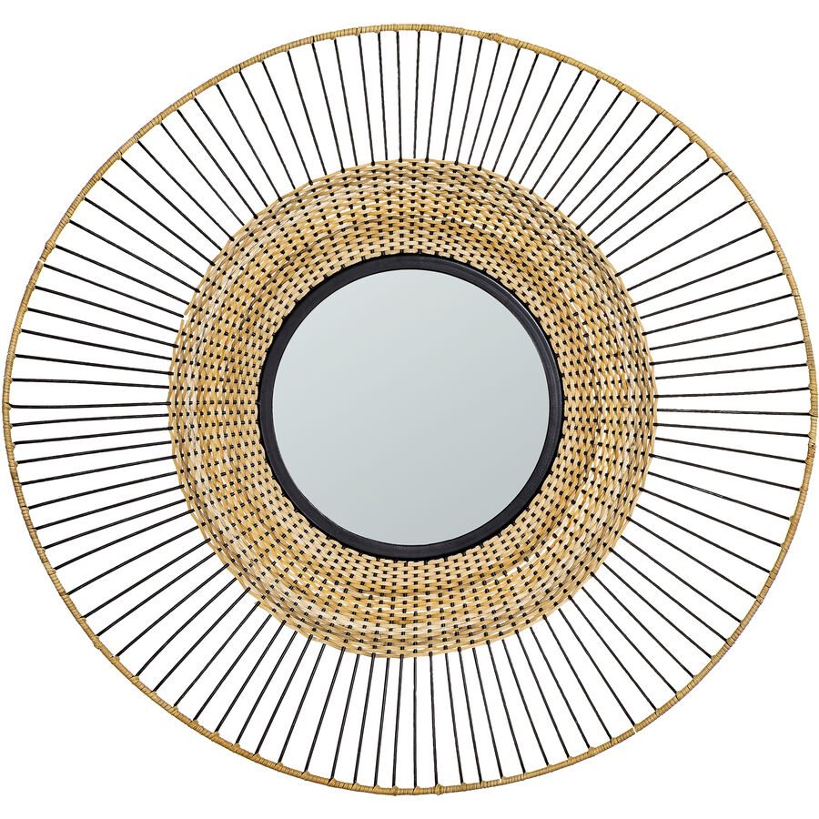 Spiegel Natural Braun Eisen/Glas/Schilf 60 cm 60 cm - Farbe: Hellbraun - Spiegel
