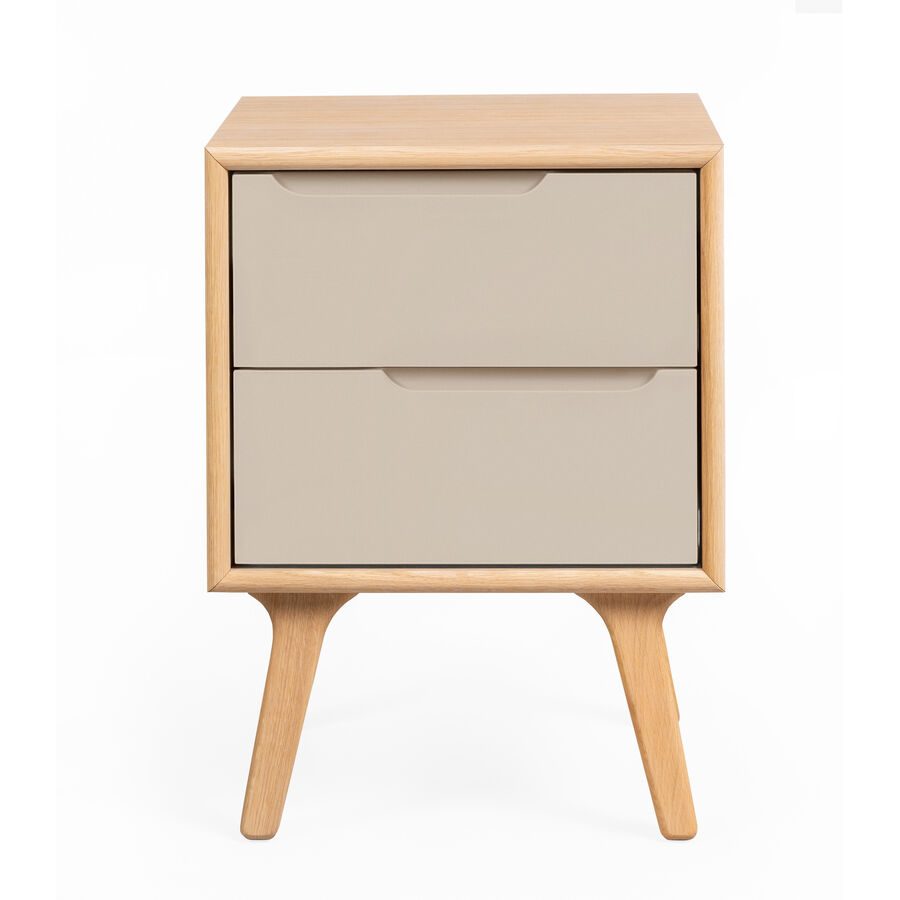 Nachttisch Hedy Beige/Braun Holz 40 cm Softclose - Farbe: beige, eiche hell - Material: Holz, Eiche Furniert, Holzwerkstoff - Nachttisch