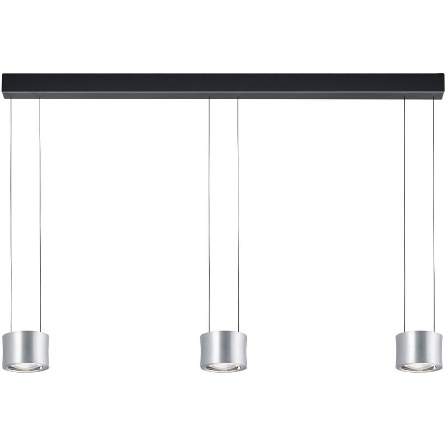 Designer-Pendellampe Bankamp Impulse Nickel matt 3-flammig vertical flex - Farbe: Nickel matt mit Chrom abgesetzt - LED - Lichtfarbe: Extra warmweiss