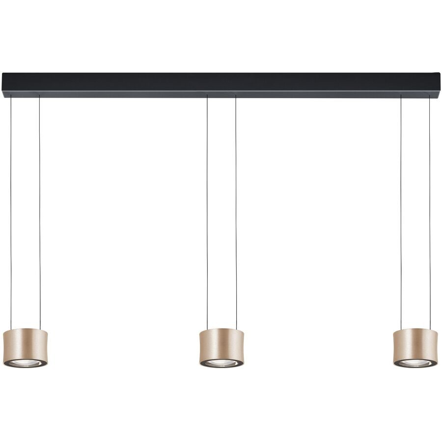 Designer-Pendellampe Bankamp Impulse Roségold 3-flammig vertical flex - Farbe: Rose/Gold eloxiert - LED - Lichtfarbe: Extra warmweiss - Material: