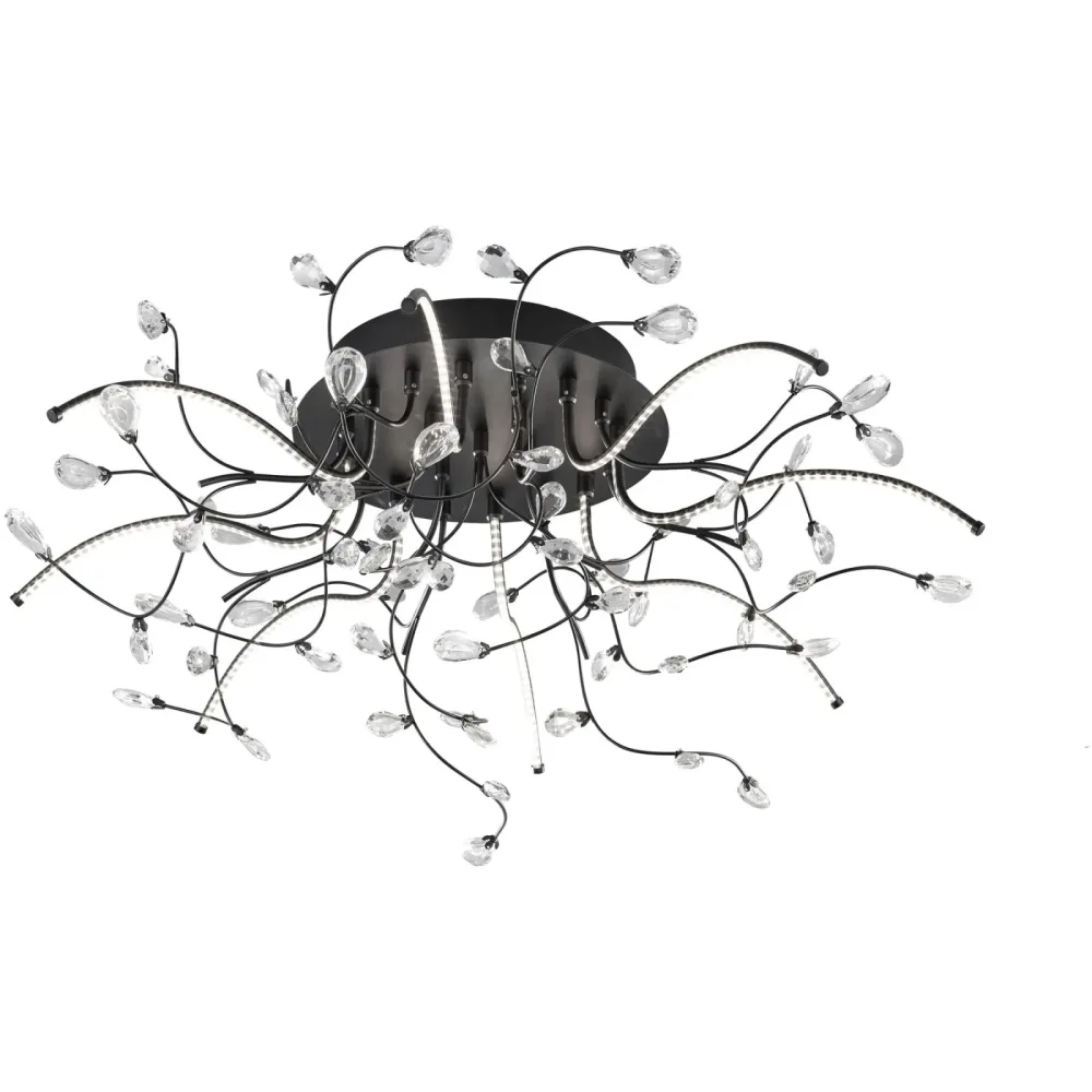 Deckenlampe Crystal Schwarz Glas/Metall 77 cm 31 cm - LED - Lichtfarbe: Warmweiss - Material: Metall/Glas - Deckenlampe- LED Energiesparlampe