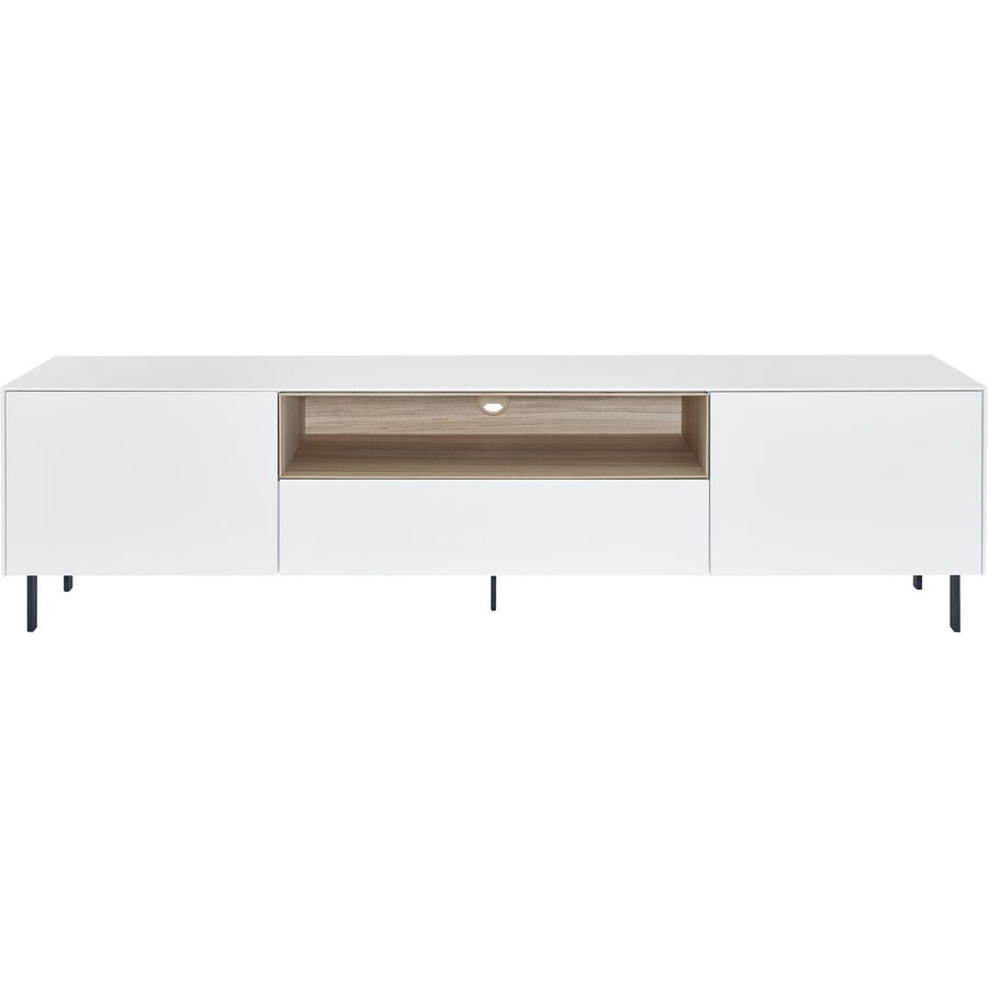 Lowboard Milo Weiss/Braun Holz/Metall 180 cm 50 cm 45 cm - Farbe: Lack weiss matt/eiche - Material: Holzwerkstoff/Metall - Lowboard