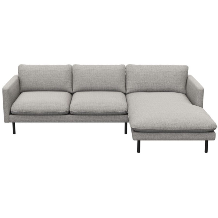 Sofa Valentino Grau Stoff 165 cm 253 cm - Farbe: rauchgrau - Sofa