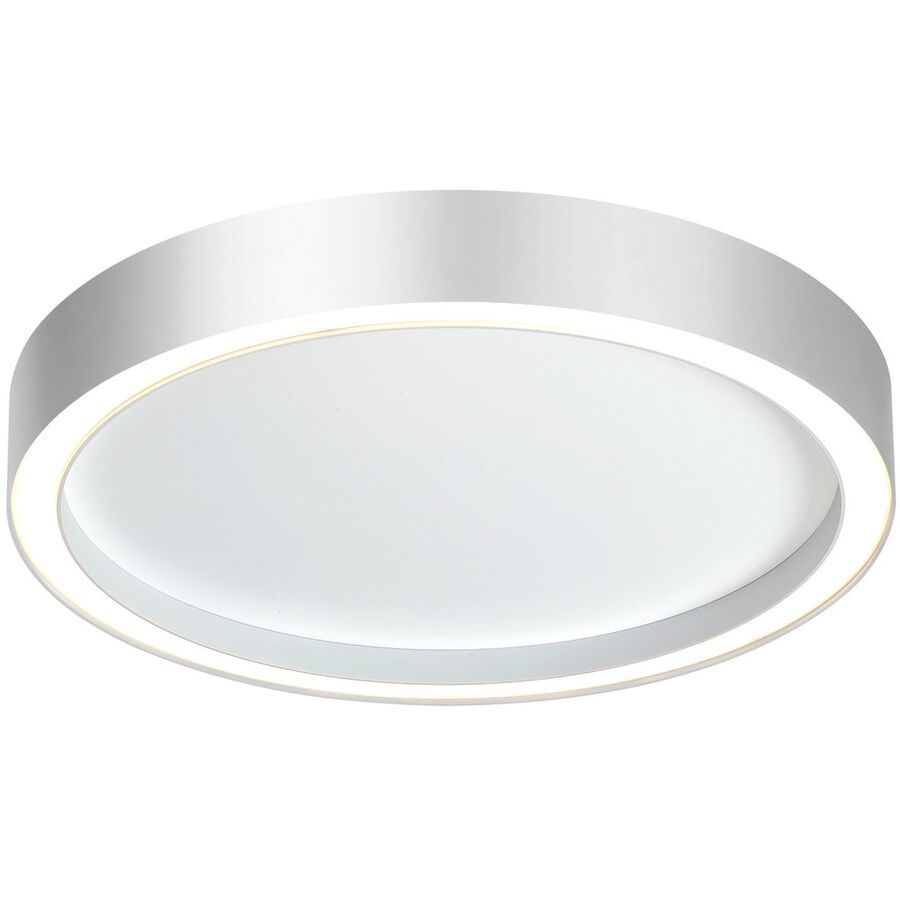 Bopp Deckenlampe Aura Weiss/Silber Aluminium 40 cm 4 cm - Farbe: Aluminium/Weiss - LED - Lichtfarbe: Extra warmweiss - Deckenlampe- LED