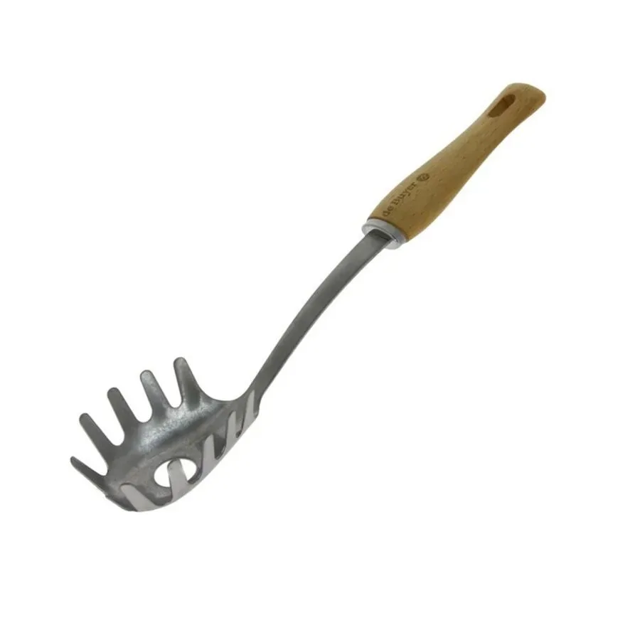 De Buyer Spaghettizange Nostalgy Braun/Silber Edelstahl/Holz 7 cm 7 cm - Farbe: Silber/Braun - Spaghettizange