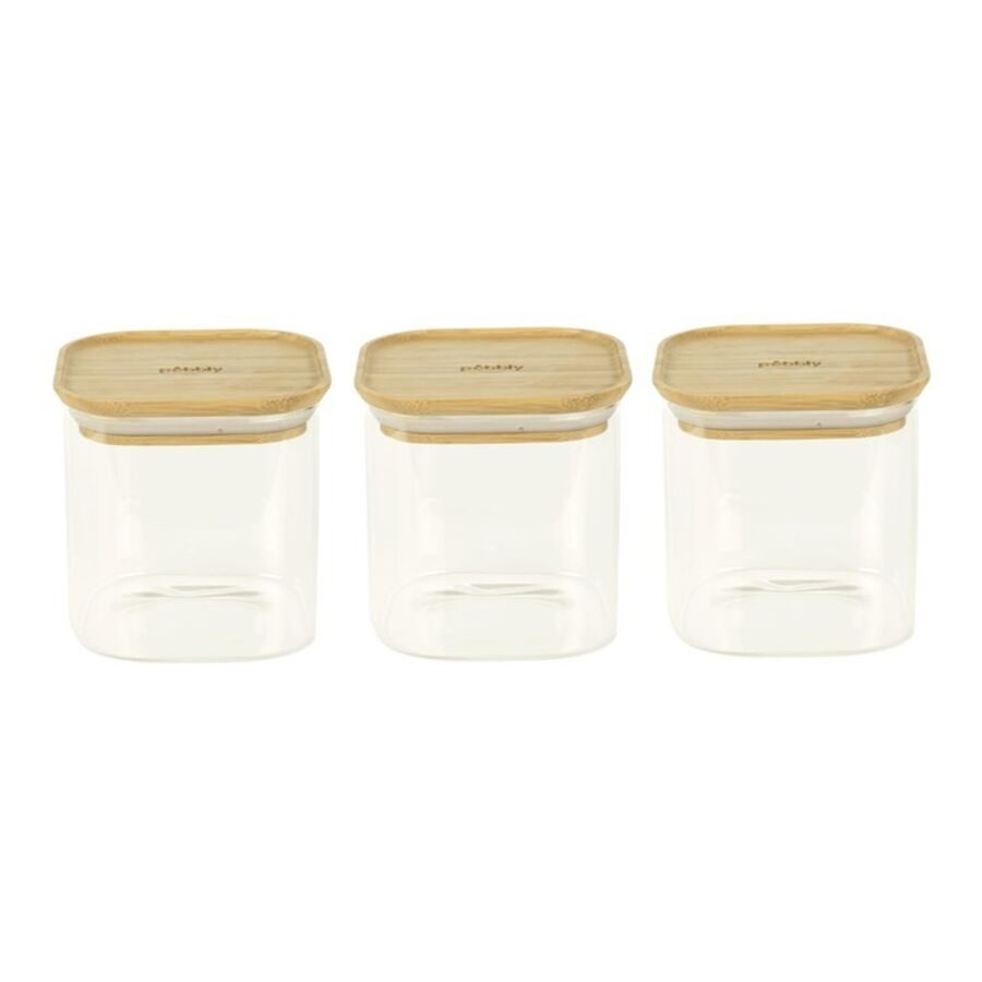 Diverse Vorratsglas Pebbly Transparent Bambus/Glas 11 cm 11 cm 800 ml - Material: Glas/Bambus - Vorratsglas