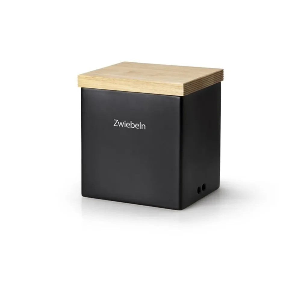 Vorratsdose Continenta Schwarz Keramik/Holz 18 cm 20.5 cm - Vorratsdose