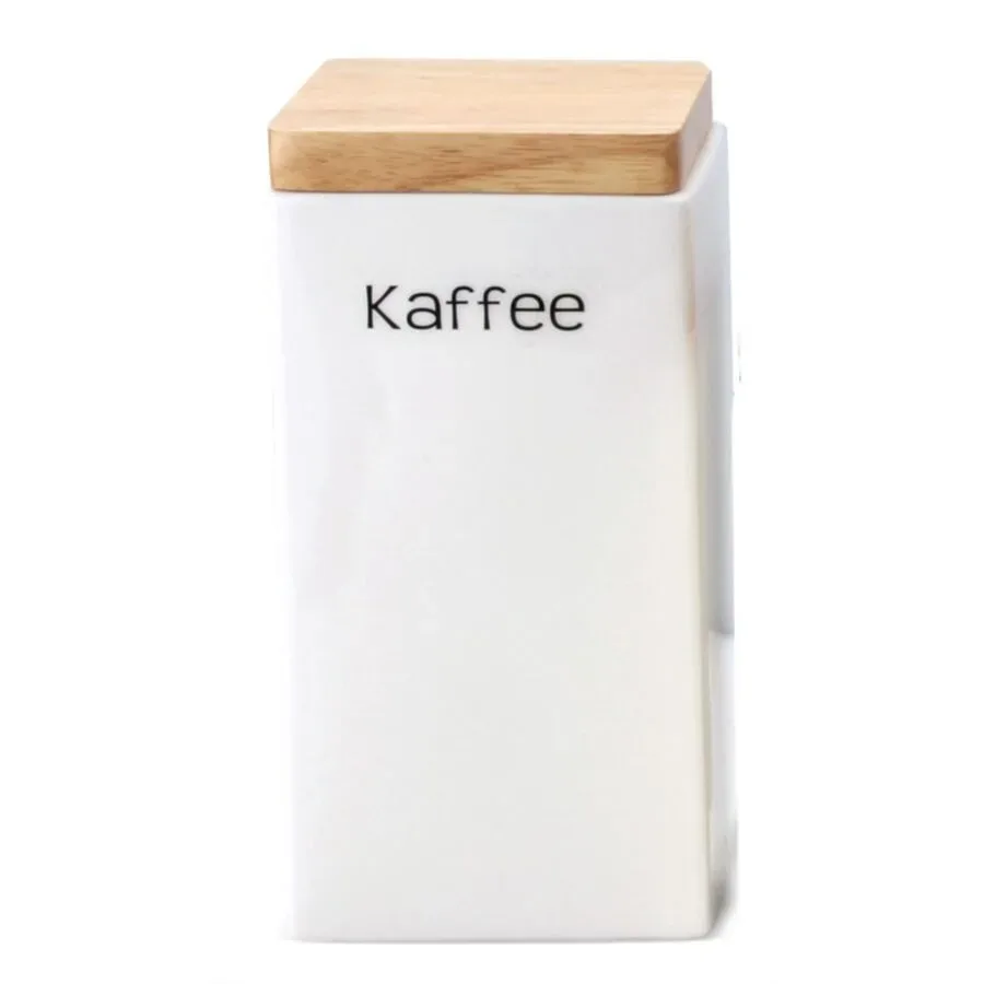 Keramik Vorratsdose quadr. mit Holzdeckel 1000ml