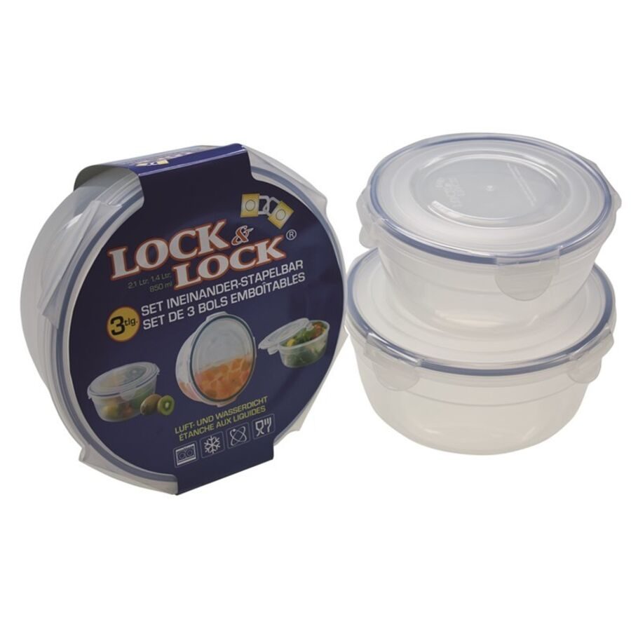 Lock&Lock Schüssel-Set Sound Lock Transparent Kunststoff 43 cm 22.5 cm - Material: Polypropylen/Silikon - Schüssel-Set